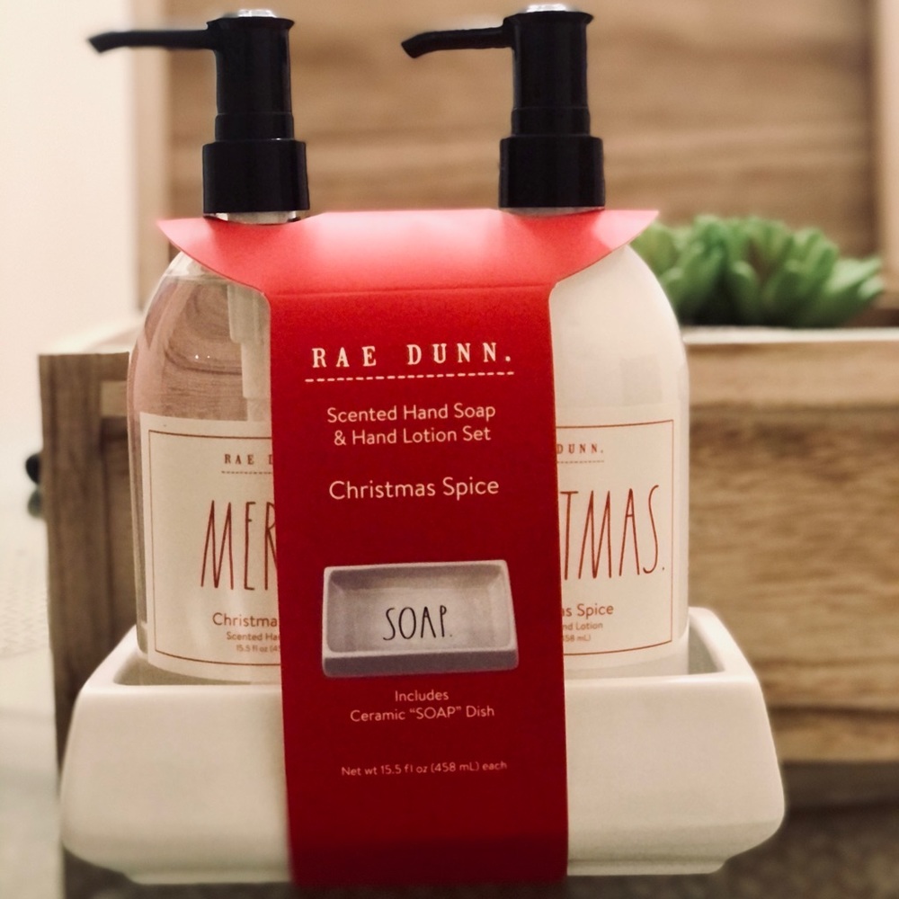 Rae Dunn Christmas soap and Lotion Set
